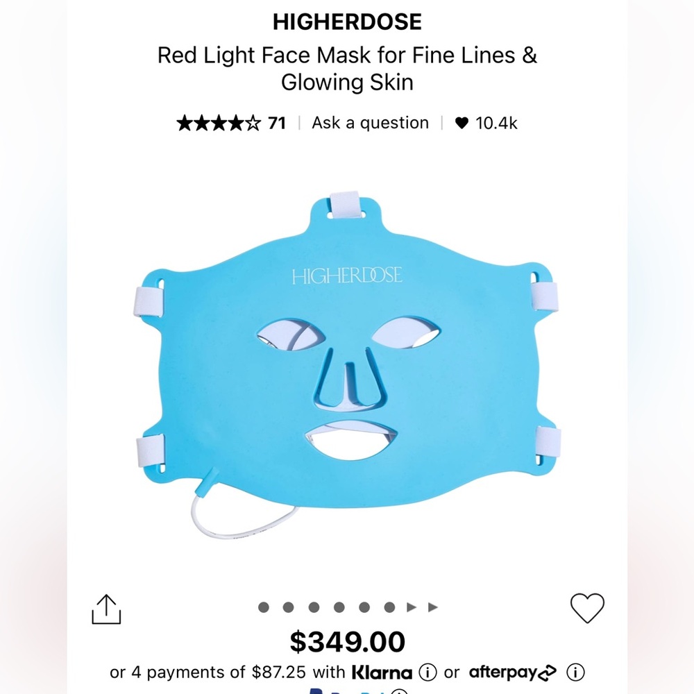 HIGHERDOSE Red Light Face Mask for Fine Lines &
Glowing Skin